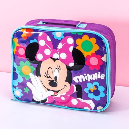 Disney Bolsa retangular isolada para lancheira Minnie Mouse para meninos e meninas, tamanho perfeito para embalar lanches quentes ou frios para escola e viagens, sem BPA