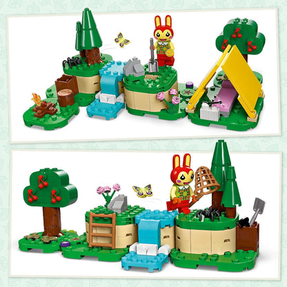 LEGO Brinquedo criativo montável para atividades ao ar livre de Animal Crossing Bunnie para crianças, meninas e meninos de mais de 6 anos, com barraca e minifigura de coelho do videogame, ideia de presente de aniversário 77047