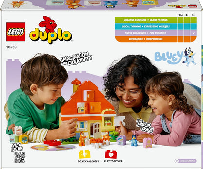 LEGO DUPLO Bluey: Casa da Família Bluey com Jogo da Memória - Brinquedo Educativo para Crianças - Inclui 3 Bonecos, Janelas que Abrem e um Jogo de Tabuleiro - Presente para Meninas e Meninos a partir de 3 Anos - 10459