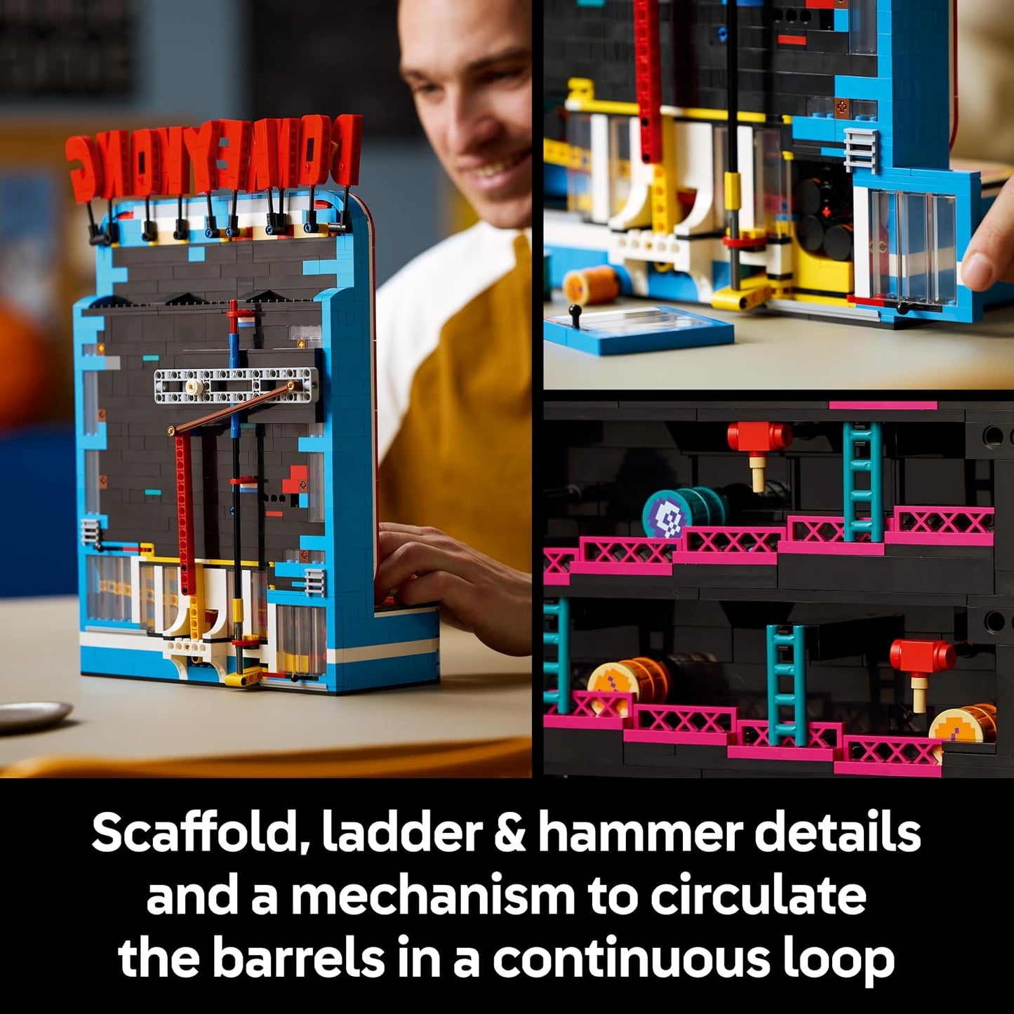 LEGO Super Mario Donkey Kong Arcade – Kit de Modelo 3D Interativo para Adultos, inclui Joysticks e Barris para Decoração Retrô – Item Colecionável de Games – Ideia de Presente para Fãs – 72051