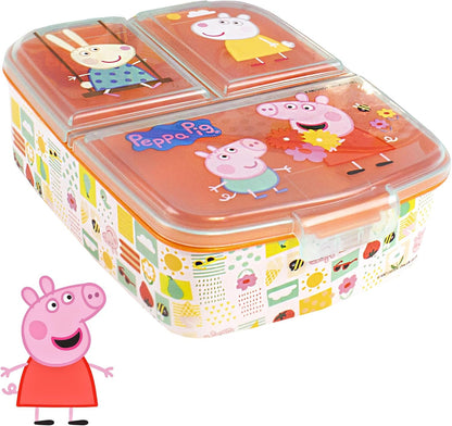 Peppa Pig Conjunto de lancheira para crianças | Bolsa de comida escolar, garrafa de água e pote de lanche | Aventura com George Pig, Rebecca Rabbit, Suzy Sheep | Conjunto de almoço leve a aventura da Peppa para todos os lugares
