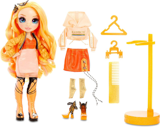 Rainbow High Boneca da moda - Poppy Rowan - Boneca temática laranja com roupas luxuosas, acessórios e suporte para bonecas da moda Série 1 - Para meninas a partir de 6 anos [exclusivo da Amazon]