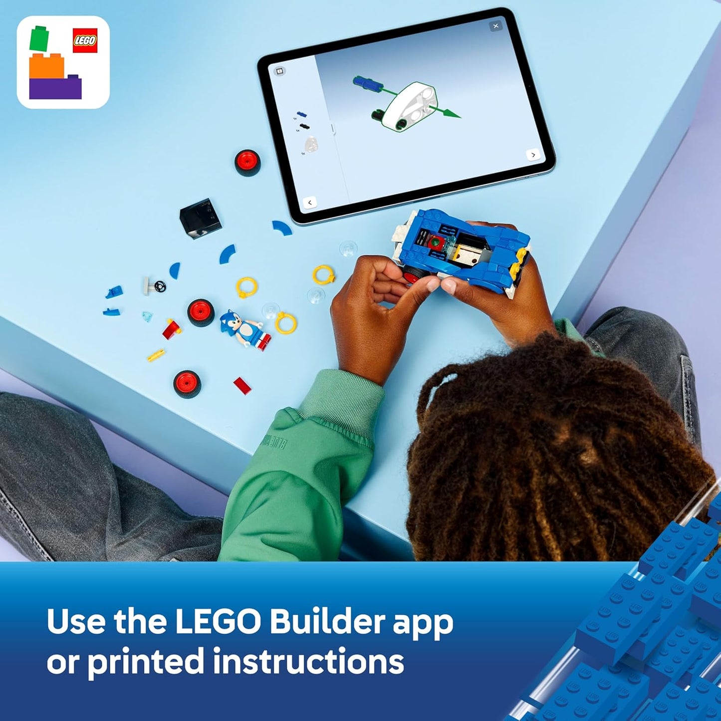 LEGO Sonic the Hedgehog: Sonic Speedster Lightning - Carro de Corrida de Brinquedo com Minifigura, Esmeralda do Caos e 3 Anéis Dourados - Presente Gamer para Meninos e Meninas a partir de 7 Anos - 77117