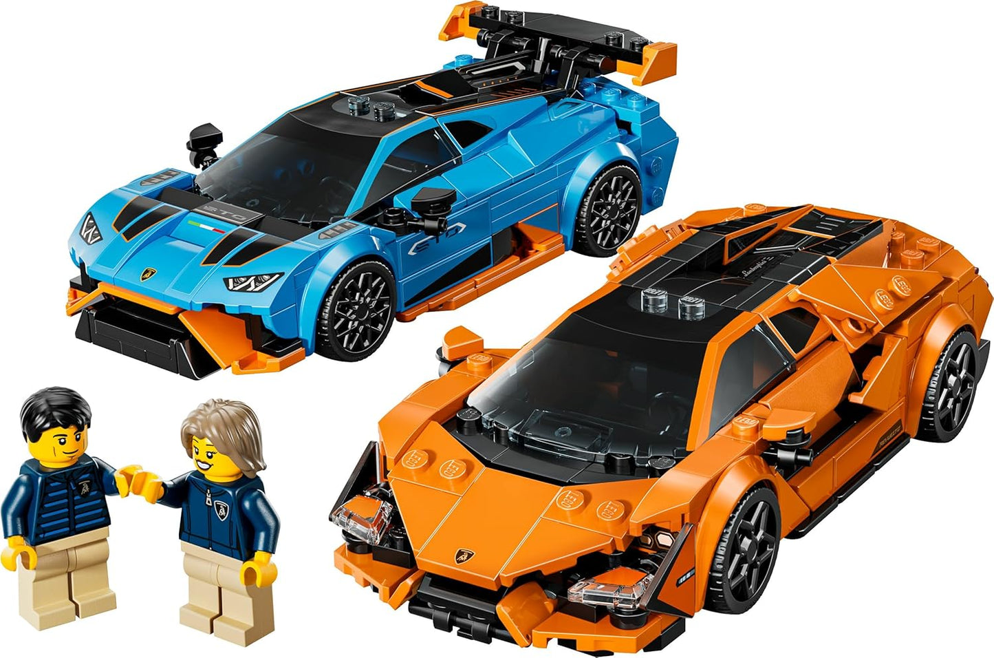 LEGO Speed Champions Lamborghini Revuelto e Huracán STO - Kit de Modelo de Carros de Corrida de Brinquedo com 2 Minifiguras de Pilotos - Presente de Aniversário para Meninos a partir de 10 Anos - 77238