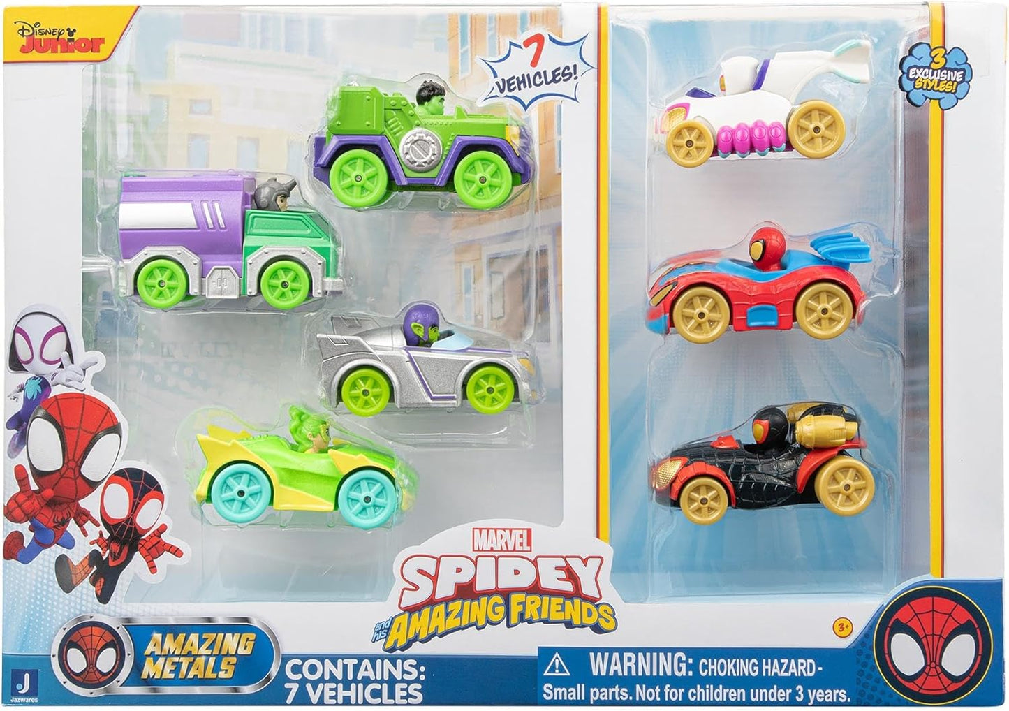 Marvel's Spidey and his Amazing Friends Amazing Metals 7-Inch Die-Cast Mini Vehicles with Built Characters