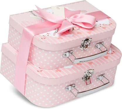 Baby Box Shop - Duas caixas prontas com fita de cetim e etiqueta para malas pequenas e médias, presentes para bebês, caixa de presente de chá de bebê faça você mesmo para meninos