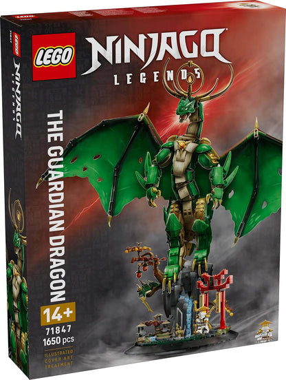LEGO Ninjago The Guardian Dragon Model Kit - Features a Posable Dragon Figure, Master Wu Minifigure & a Scenic Rock-Effect Display Stand - Gift for 14+ Year Old boys & Teenage Monstrosity Fans - 71847