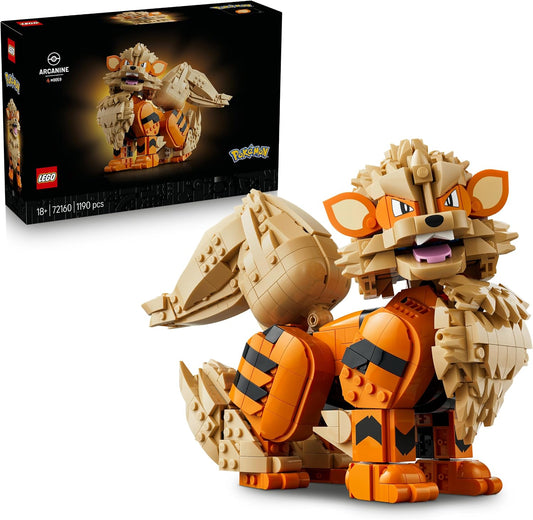LEGO Figura Pokémon Arcanine – Conjunto de Montagem para Adultos – Kit de Modelo de Anime com Cauda, Pernas e Cabeça Articuláveis – Decoração DIY para Quarto ou Prateleira – Ideia de Presente Colecionável para Gamers – 72160