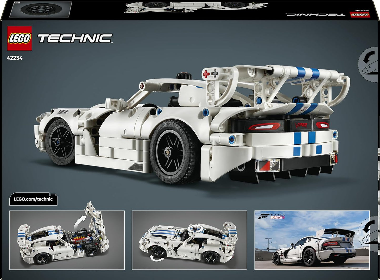 LEGO Brinquedo de Carro Esportivo Technic Dodge Viper GTS-R – Kit de Modelo com Motor V10, Direção e Diferencial – Presente para Meninos a Partir de 10 Anos e Fãs de Automobilismo – 42234