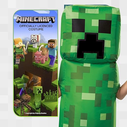 Disguise Traje oficial de Minecraft Creeper Kids, fantasias infláveis para crianças fantasiam um tamanho