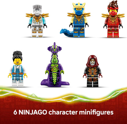 LEGO NINJAGO Batalha na Casa da Árvore com Veículos Ninja - Brinquedo de Ação com Moto, Helicóptero, 6 Minifiguras e Espadas - Presente para Meninos e Fãs a partir de 7 Anos - 71857