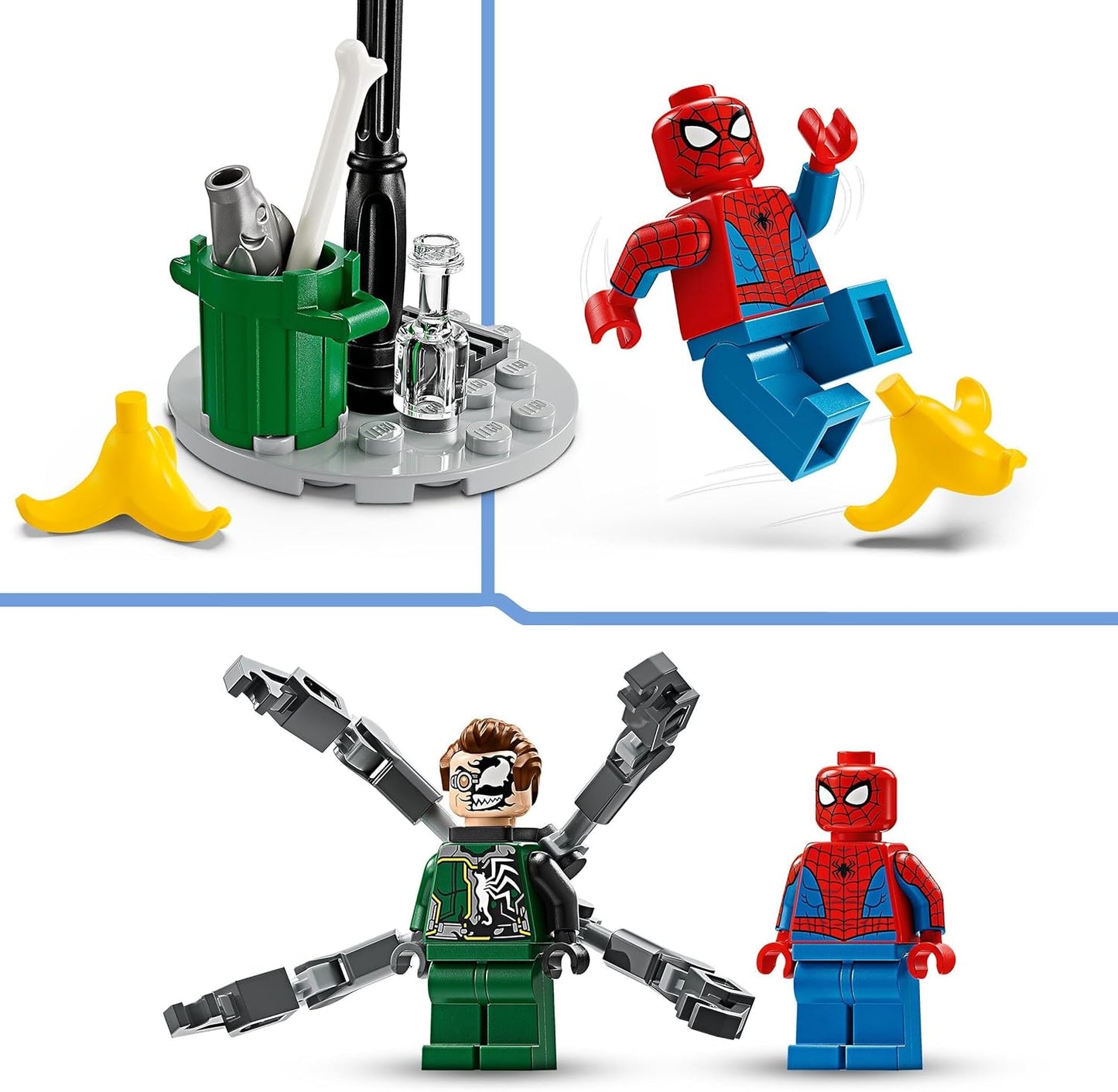 LEGO Marvel Motorcycle Chase: Spider-Man vs. Doc Ock, brinquedo de construção de motocicleta para crianças, meninos e meninas a partir de 6 anos com Stud Blasters, Web Shooters e 2 minifiguras, incluindo. Aranha, presentes de super-herói 76275
