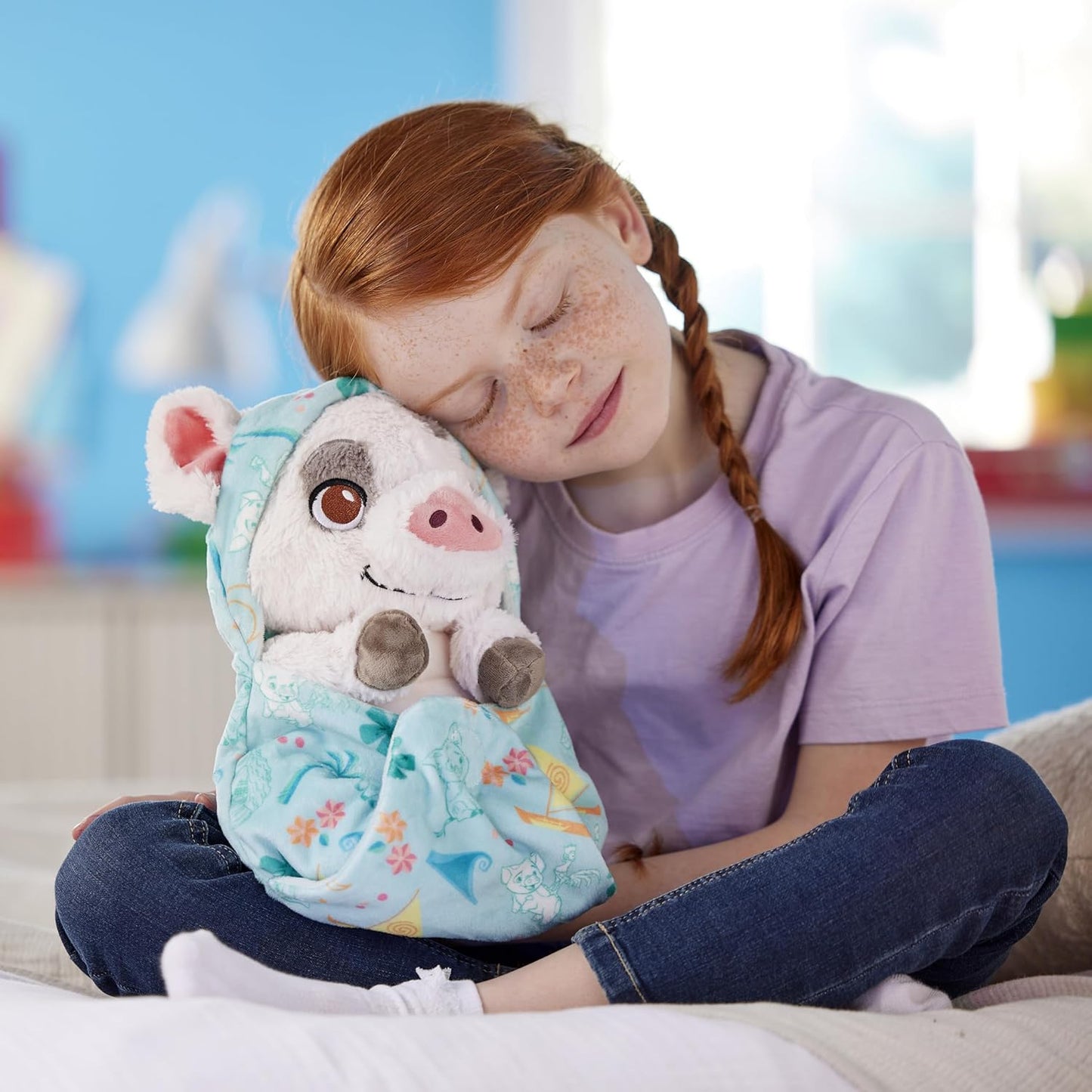Disney Brinquedo de pelúcia oficial da Store, Baby Pua, Moana, 27 cm / 11 polegadas, porquinho de pelúcia com cobertor removível, adequado desde o nascimento, 0+