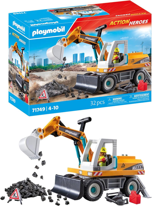 Playmobil | Heróis de Ação | Escavadeira Grande | Brinquedo de Construção para Crianças | Conjunto de Escavadeira | Brinquedo para Crianças a Partir de 4 Anos | 71749