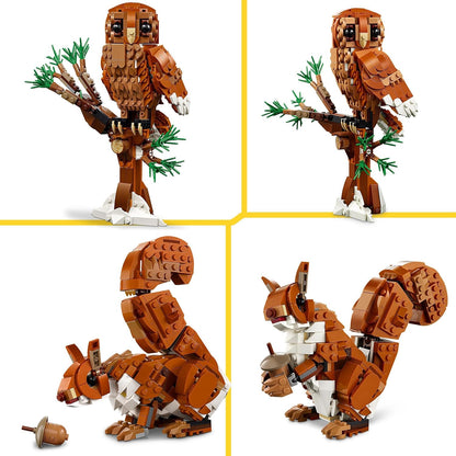 LEGO Criador de animais da floresta 3 em 1: brinquedo de raposa vermelha para figura de coruja para modelo de esquilo, brinquedos de animais da floresta para crianças, meninas e meninos de mais de 9 anos, faz uma decoração divertida de quarto,