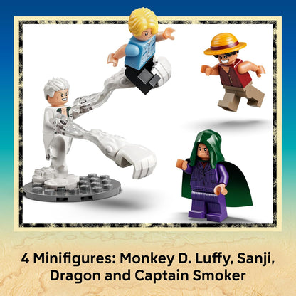 LEGO ONE PIECE Confronto com o Capitão Smoker – Brinquedo interativo com 4 minifiguras (incluindo Monkey D. Luffy e Sanji) – Decoração para quarto infantil – Presente para meninos, meninas e fãs a partir de 9 anos – 75642