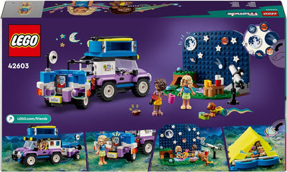 LEGO Conjunto de veículo de acampamento Friends Stargazing com brinquedo de carro 4x4 para meninas, meninos e crianças de 7 anos ou mais com personagens de miniboneca Nova e Aliya, além de figuras de animais de cachorro e ouriço, ideia de presente 42603
