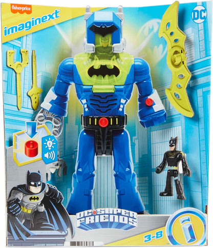 Imaginext DC Super Friends Batman Brinquedos Insider & Exo Suit Robô de 30 cm com Luzes e Sons mais Figura para Crianças a partir de 3 Anos, HGX98, Multicolorido, Médio