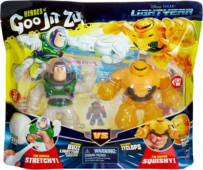 Heróis de Goo Jit Zu Lightyear Versus Pack - Buzz vs Zyclops, herói macio, elástico e gosmento.