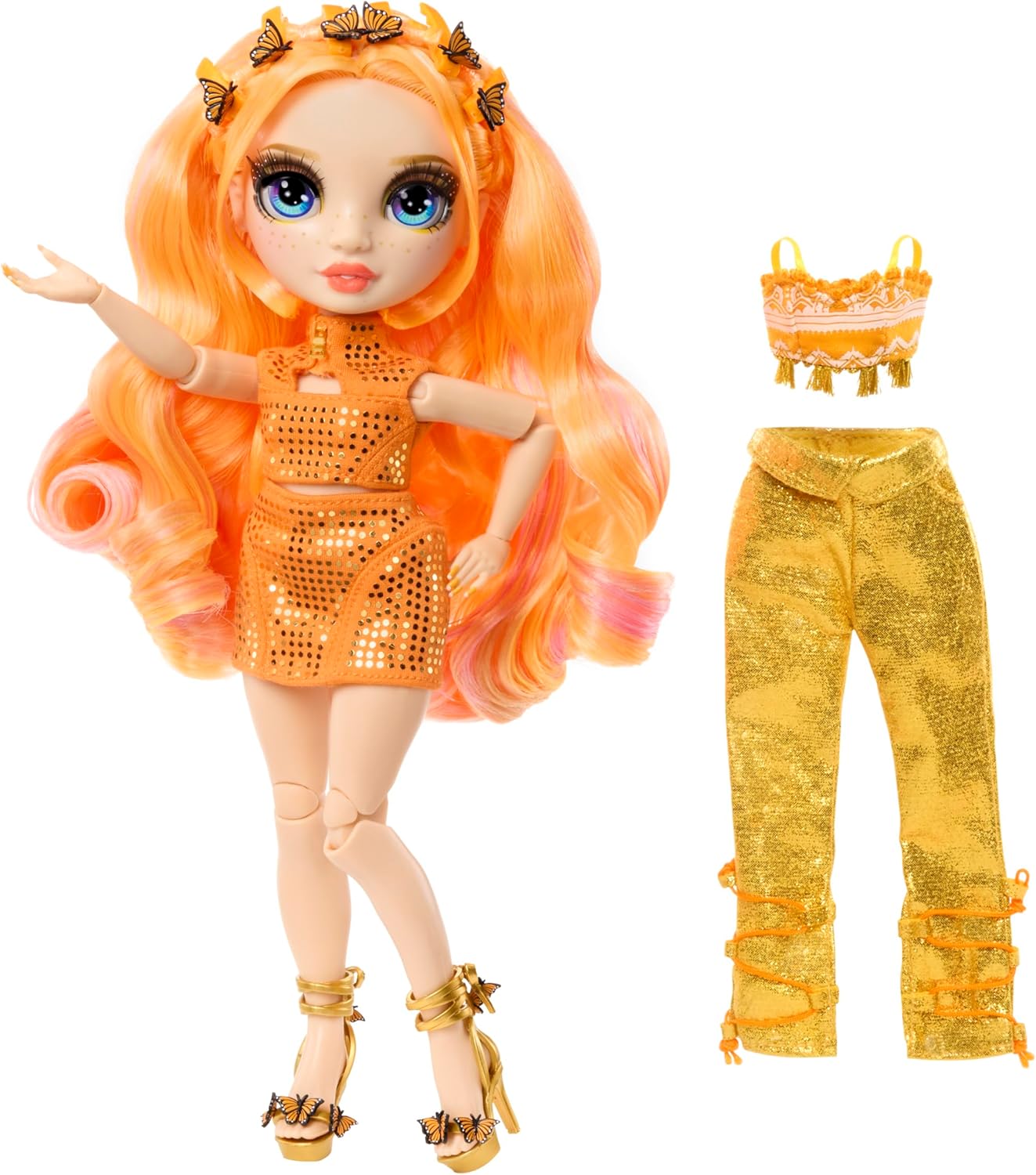 Rainbow High Style Icons Poppy - Boneca Fashion de 28cm com Cabelo Longo e Penteável, Acompanha uma Segunda Roupa Combinando e um Par de Sapatos, Flexível com 13 Pontos de Articulação.