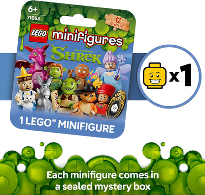 LEGO Minifigures Série Shrek 71053 | Brinquedos para meninos e meninas a partir de 6 anos, embalagem surpresa (blind box), contém 1 de 12 personagens colecionáveis, ideal para lembrancinhas de festa, uma ótima opção de presente pequeno...