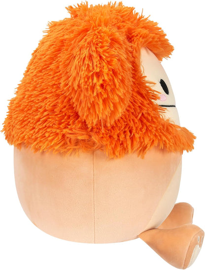 Squishmallows SQCR05428 12 polegadas-Shasta The Light Orange Bigfoot com alfinete de flor, multicor