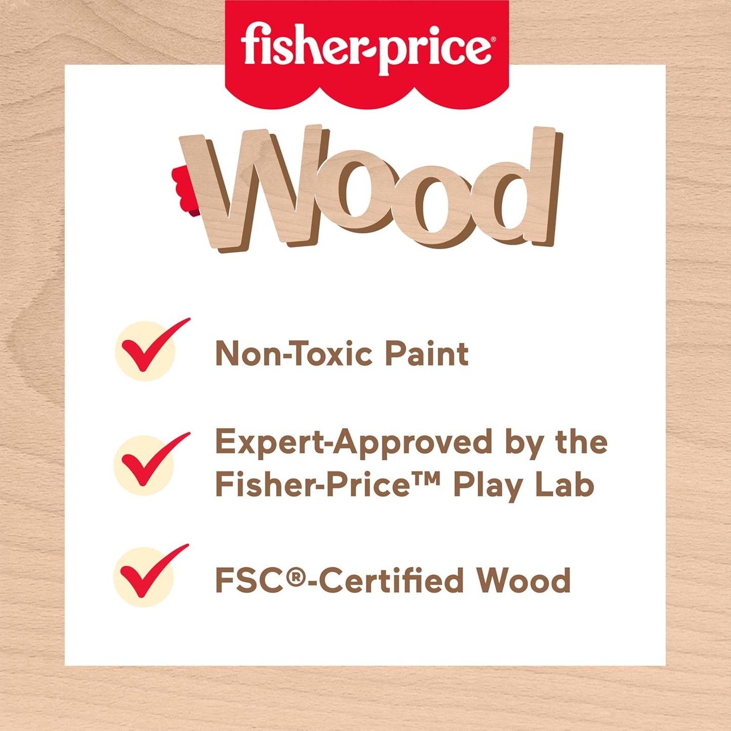 Fisher-Price Conjunto de madeira para brincar de trabalhar em casa, conjunto de escritório de 9 peças com laptop e telefone de brinquedo de madeira para crianças em idade pré-escolar a partir de 3 anos, HXV11