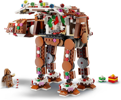LEGO AT-AT Walker de Biscoito de Gengibre 40806 | Brinquedo para meninos e meninas a partir de 10 anos, minifigura de Darth Vader com sabre de luz, decoração festiva, presente de Natal, 697 peças
