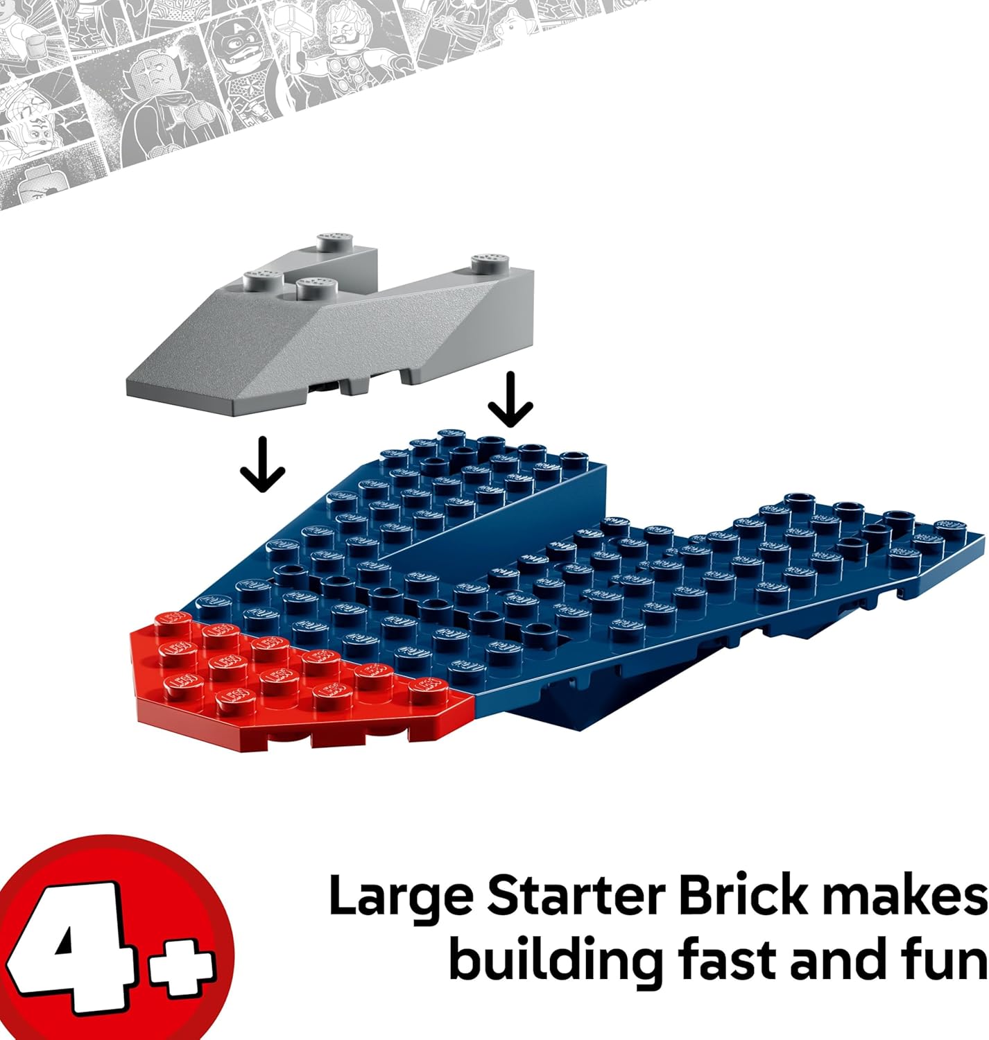 LEGO ǀ Marvel Capitão América vs. Thanos - Brinquedo de Construção dos Vingadores com Jato e 2 Minifiguras com Acessórios, incluindo o Escudo do Capitão América - Presente de Super-Herói para Meninos a partir de 4 Anos - 76319