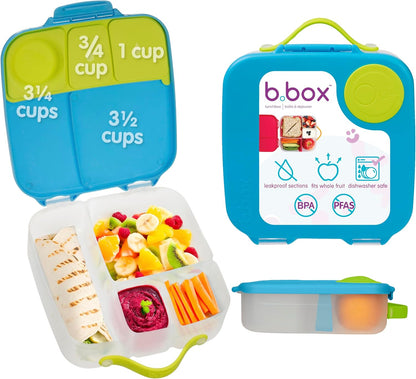 b.box Lancheira | Caixa Bento Grande com 4 Compartimentos (2 à Prova de Vazamentos), Divisória Removível, Bolsa Térmica de Gelo | Ideal para a Escola | a partir de 3 anos | Capacidade de 2L