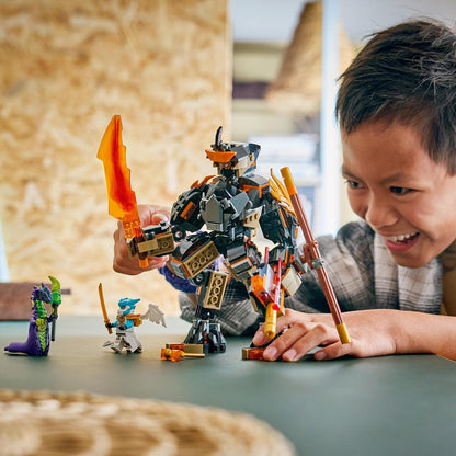 LEGO NINJAGO Missão do Cole: Robô e Dragão Zane - Brinquedo Ninja com Figura de Ação, 3 Minifiguras e Espadas - Presente de Aniversário para Meninos e Fãs a partir de 7 Anos - 71854