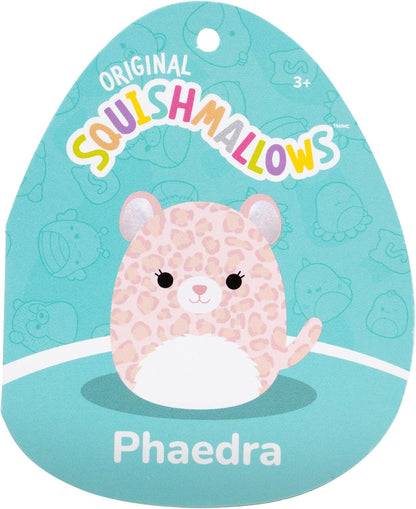 Squishmallows Original de 7,5 Polegadas – Phaedra, a Leopardo Pêssego com Barriga Peludinha e Orelhas Brilhantes – Pelúcia Oficial da Jazwares