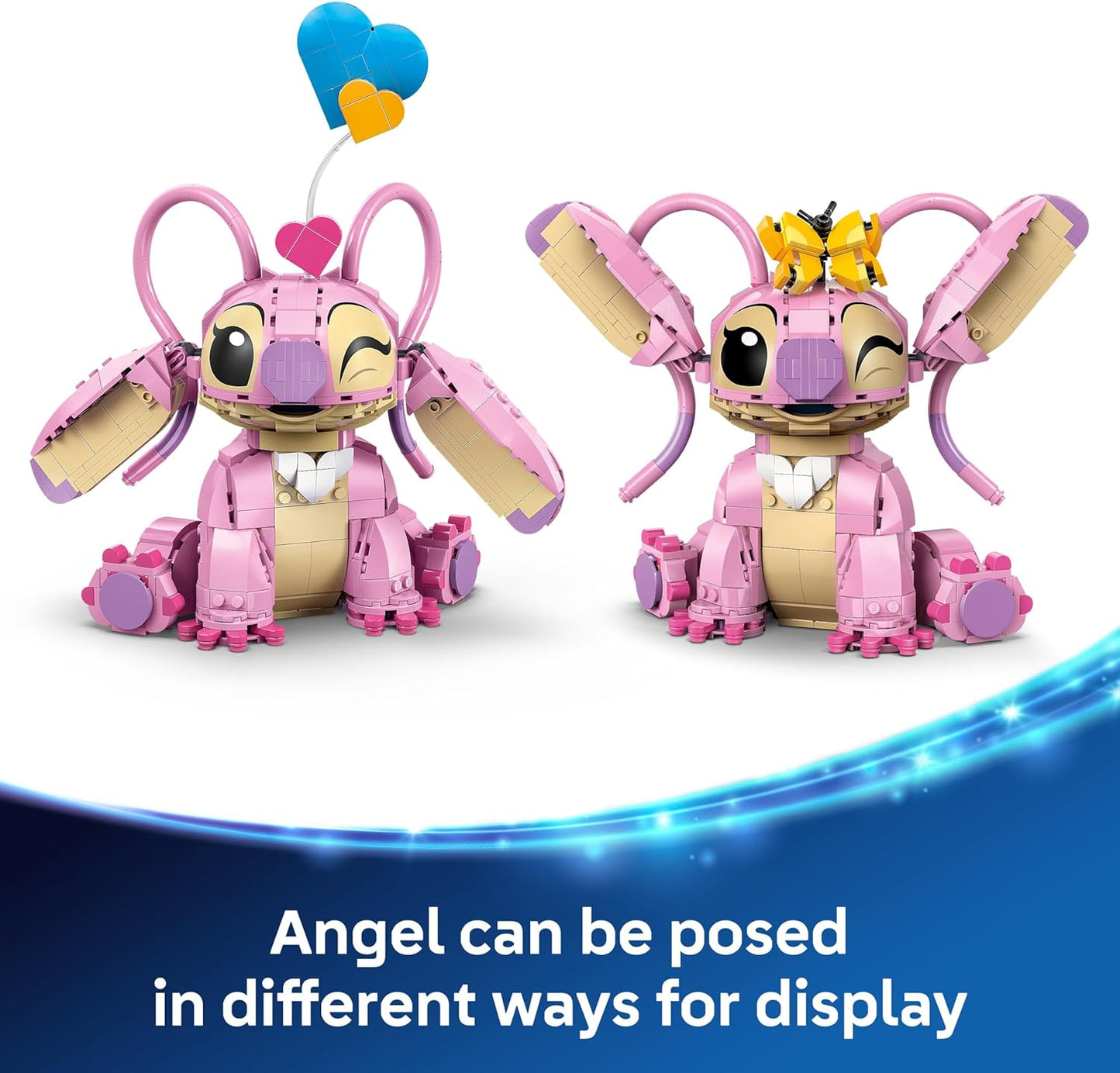 LEGO | Disney Angel - Brinquedo de Construção Lilo & Stitch - Figura de Exibição Construída com Peças, 3 Balões de Coração e uma Borboleta - Presente para Meninas e Meninos a partir de 9 Anos e Fãs Adultos - 43257