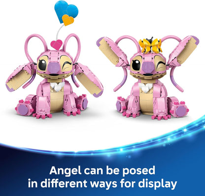 LEGO | Disney Angel - Brinquedo de Construção Lilo & Stitch - Figura de Exibição Construída com Peças, 3 Balões de Coração e uma Borboleta - Presente para Meninas e Meninos a partir de 9 Anos e Fãs Adultos - 43257