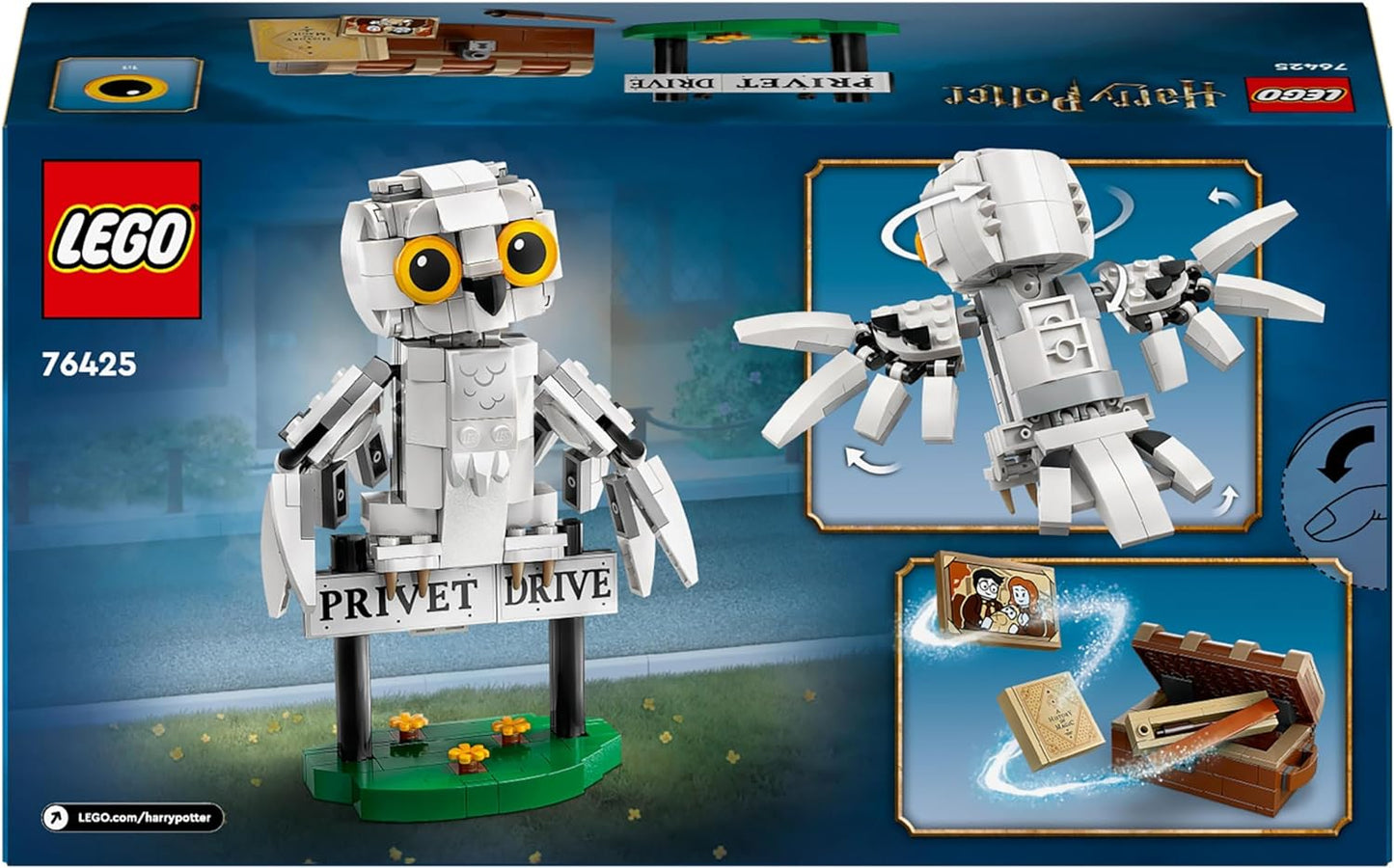 LEGO Harry Potter Hedwig em 4 Privet Drive, brinquedo montável para crianças, meninas e meninos com mais de 7 anos, com uma figura de coruja, conjunto de jogos independente, ideia de presente para o pequeno mundo mágico 76425
