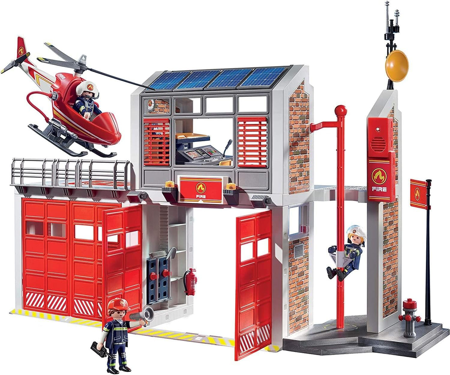 Playmobil 9462 Estação de Bombeiros City Action com Alarme de Incêndio, Bombeiro e Helicóptero de Brinquedo, Brinquedo Divertido para Brincar de Faz de Conta, Conjunto Adequado para Crianças a partir de 4 Anos