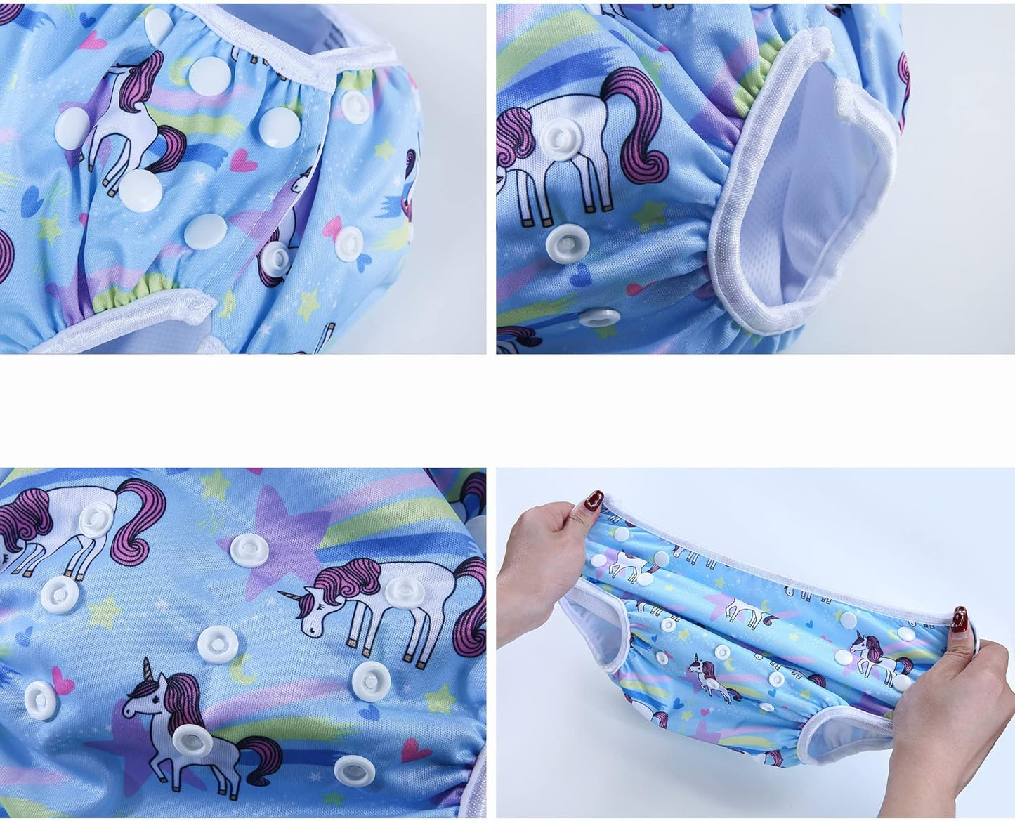 Codkkre Fraldas de Natação Reutilizáveis Fraldas para Bebês Tamanho Ajustável Lavável Pacote de 3 Fraldas para Aulas de Natação 0-3 Anos