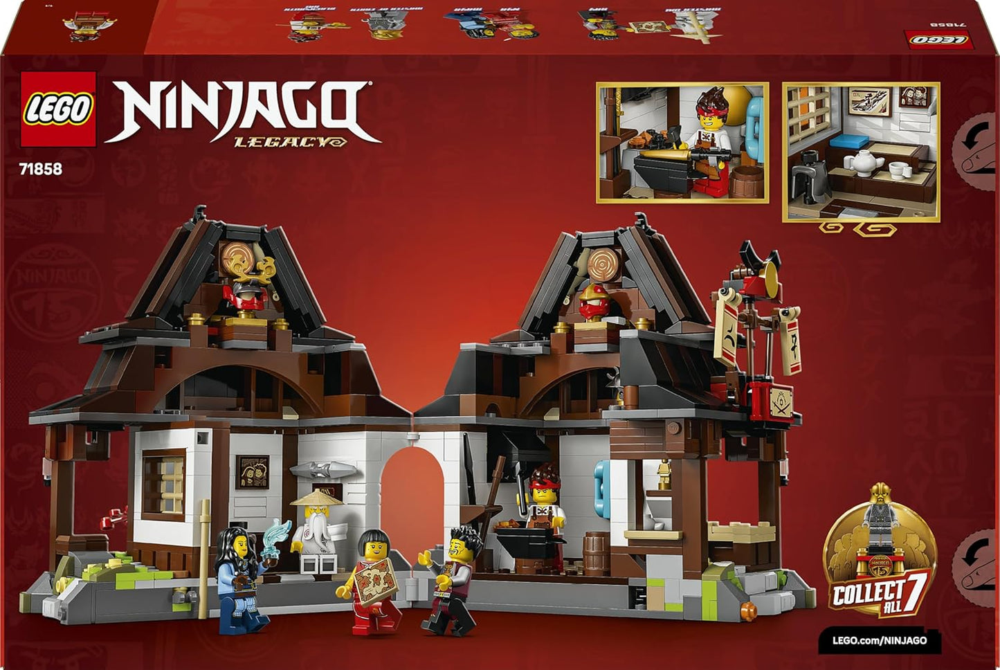 LEGO NINJAGO Ferreiro de Quatro Armas 15º Aniversário - Brinquedo Casa Ninja com Minifigura Colecionável e Cartas Colecionáveis - Presente Nostálgico para Meninos a partir de 14 Anos e Fãs Adultos - 71858