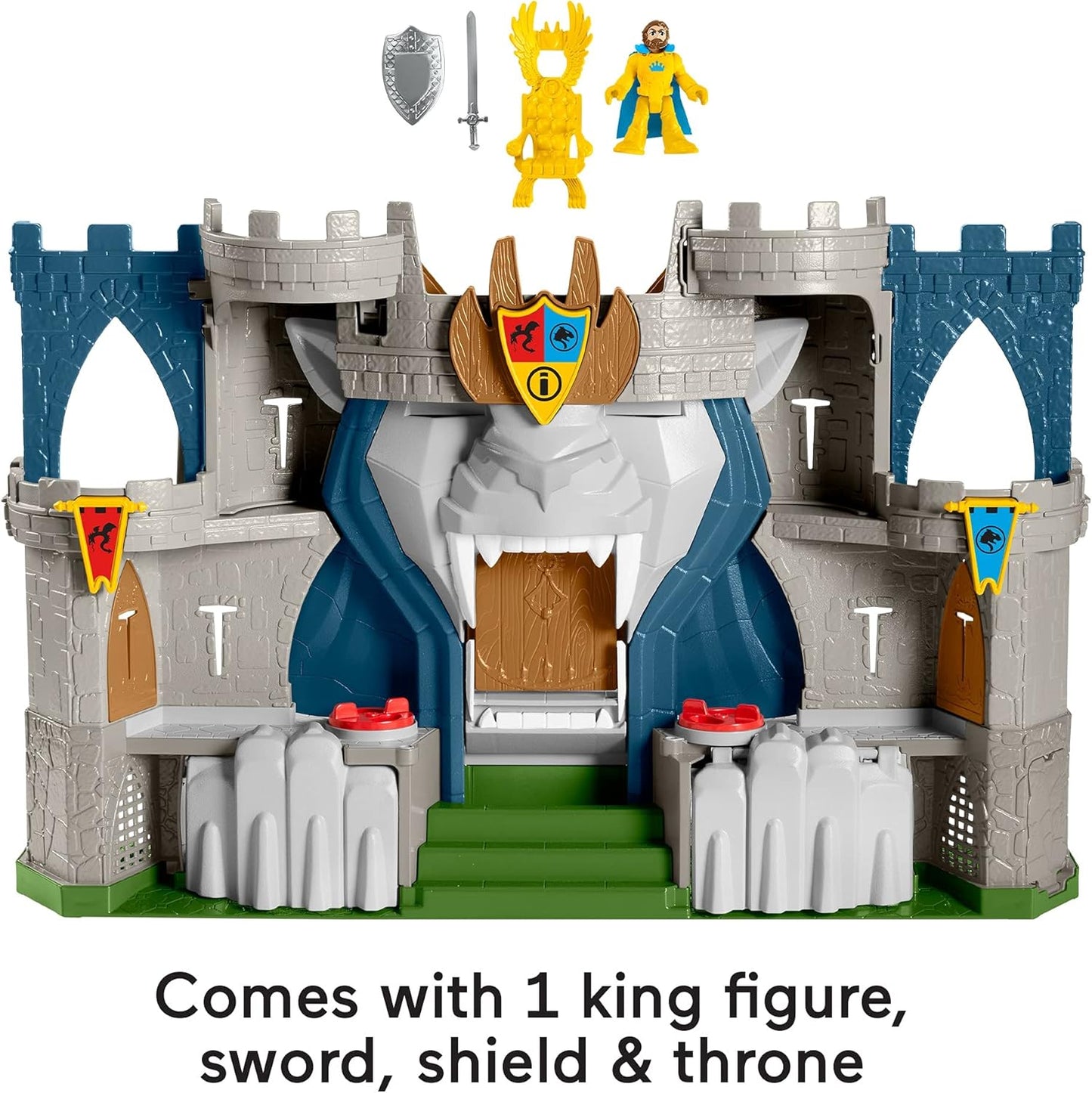 Fisher Price Imaginext Castelo do Reino do Leão - Conjunto de Brinquedo com Tema Medieval e Figuras para Crianças em Idade Pré-escolar de 3 a 8 Anos, Cores Variadas, 0194735009640