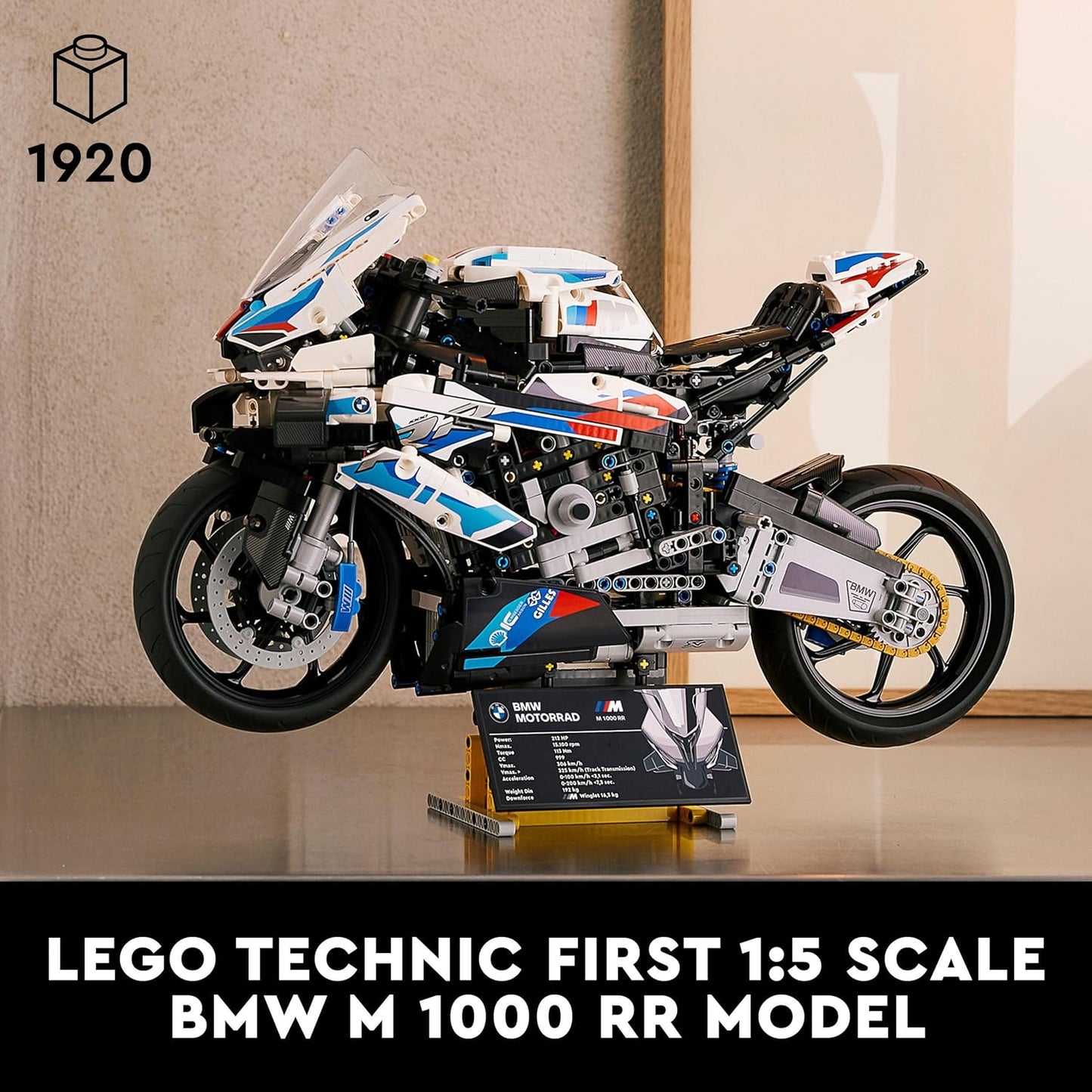 LEGO Kit de modelo de motocicleta Technic BMW M 1000 RR para adultos, conjunto de motocicleta de construção e exibição com recursos autênticos, presente para o dia dos pais, ideia de presente de veículo para homens, mulheres, ele ou ela 42130