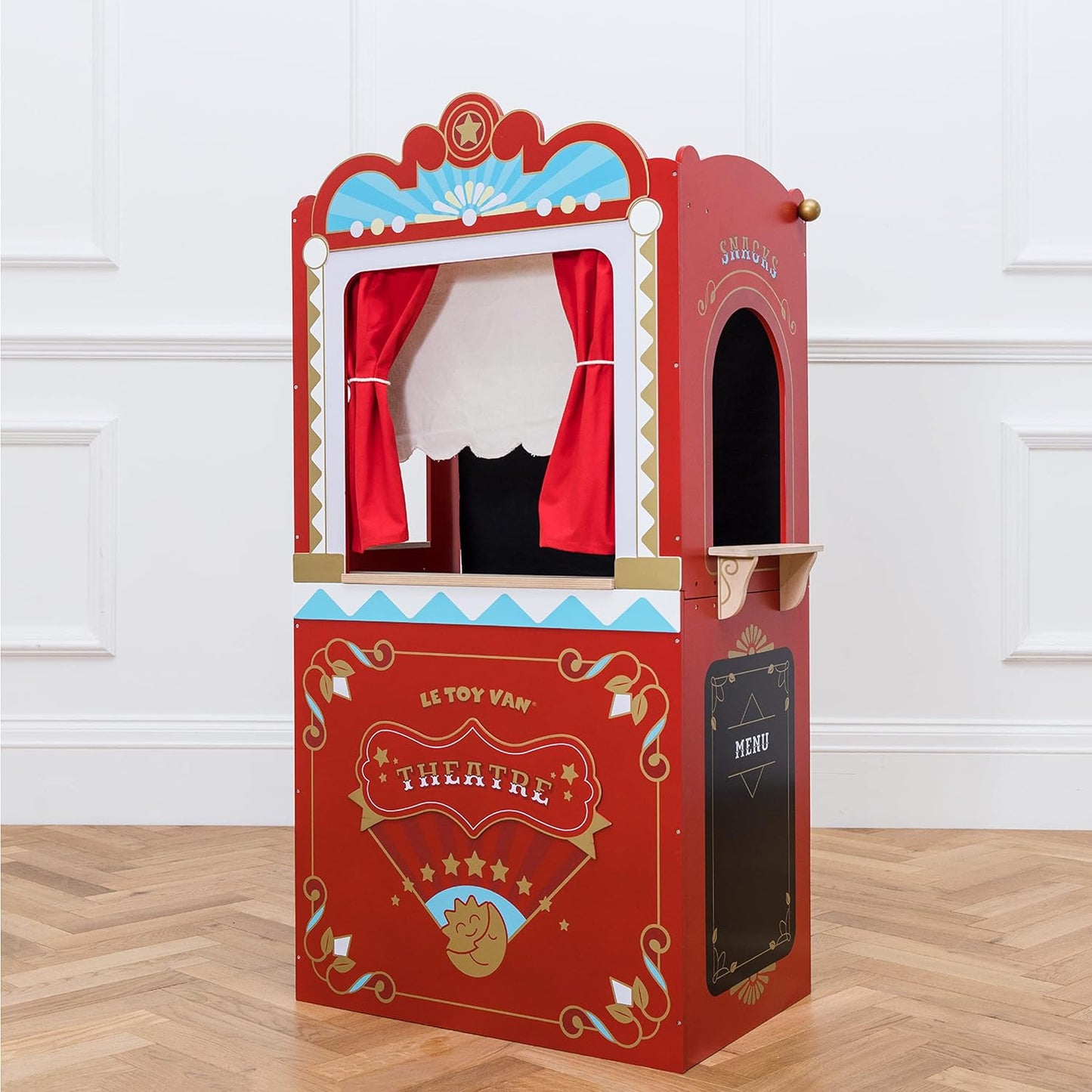 Le Toy Van - Teatro educativo de marionetas en madera | Juguete de juego de rol para niños: apto para mayores de 3 años, multicolor, 69,85 x 40,89 x 121,92 cm