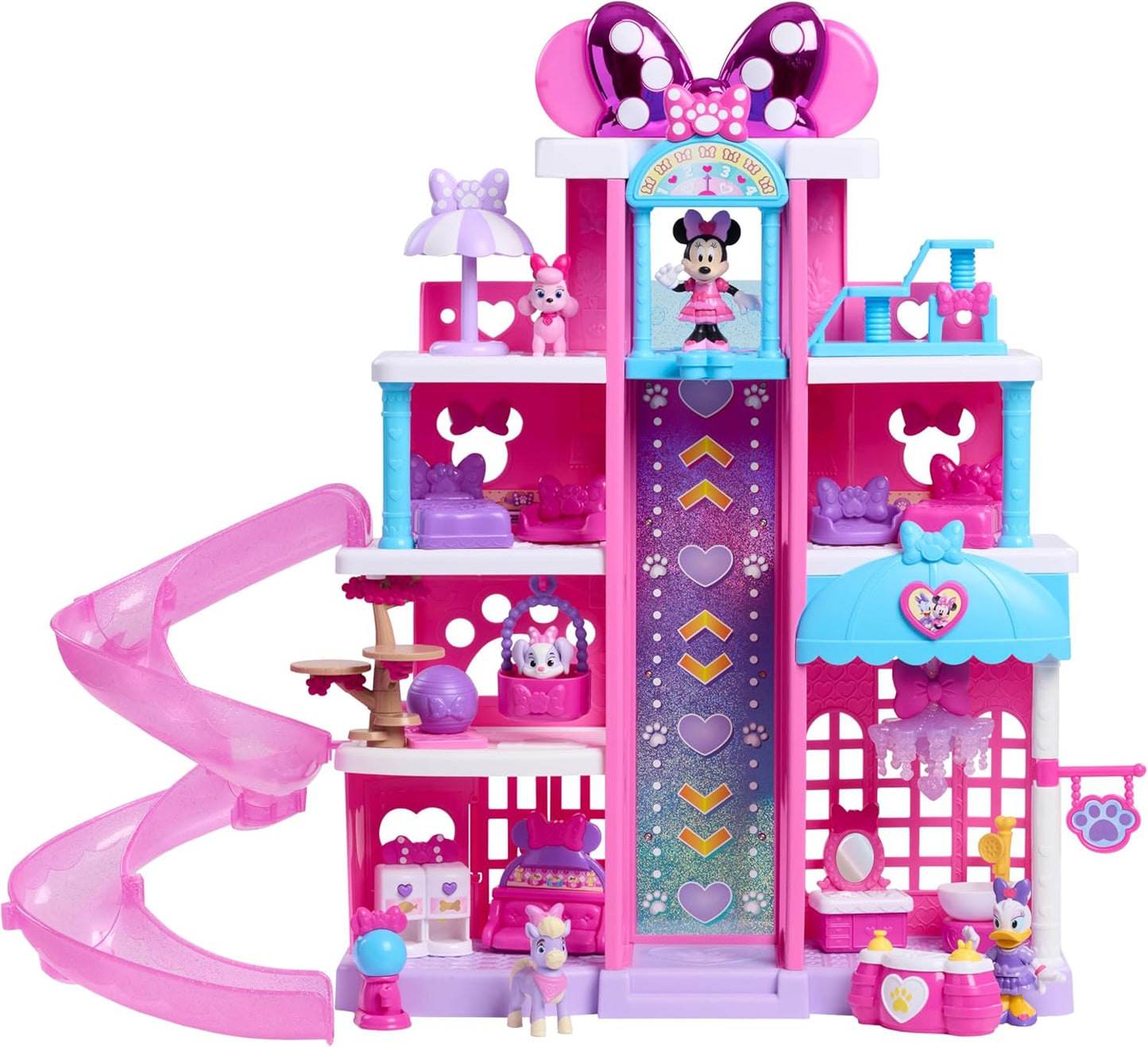 Just Play, Conjunto de hotel para animais de estimação da Minnie Mouse da Disney Jr. da com 23 peças e 51 cm de altura, para crianças a partir de 3 anos.