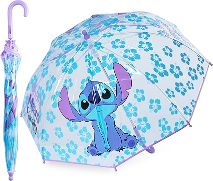 Guarda-chuva transparente Disney Clear Dome para meninas - Guarda-chuva transparente dobrável leve - Dias de escola fora