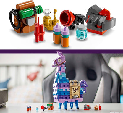 LEGO Fortnite Supply Llama, brinquedo de personagem de videogame para meninos e meninas, conjunto de construção é uma ótima decoração de quarto infantil, presentes de aniversário colecionáveis para jogadores
