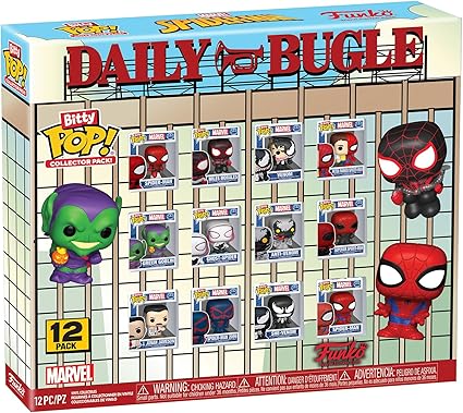 Funko Bitty Pop! Marvel: Homem-Aranha - Pacote com 12 - Inclui Homem-Aranha, Venom, Duende Verde e mais - 2,2 cm - Miniaturas colecionáveis - Brinquedos em miniatura - Ótima ideia para presente