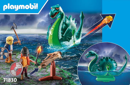 Playmobil | Viking com Monstro Marinho | Brinquedo Educativo para Crianças a Partir de 4 Anos | Conjunto Imaginativo | Figura de Dragão e Navio Viking | Brinquedo que Estimula a Criatividade | 71830