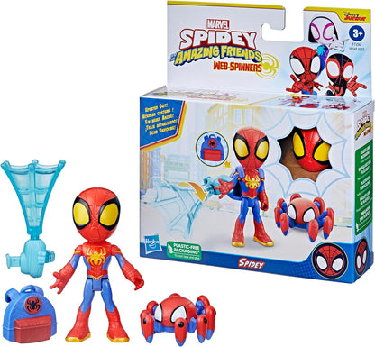 SPIDEY AND HIS AMAZING FRIENDS Web-Spinners, boneco de ação do Spidey com acessórios, acessório para girar a teia
