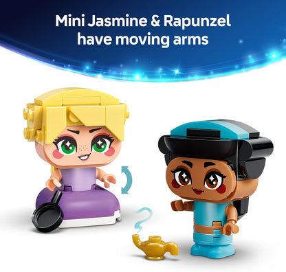 LEGO|Disney Princesas Miniatura Jasmine e Rapunzel - Brinquedo Colecionável com 2 Mini Bonecas e Acessórios, incluindo uma Lâmpada Mágica - Pequeno Presente para Meninas e Fãs a partir de 5 Anos - 43303