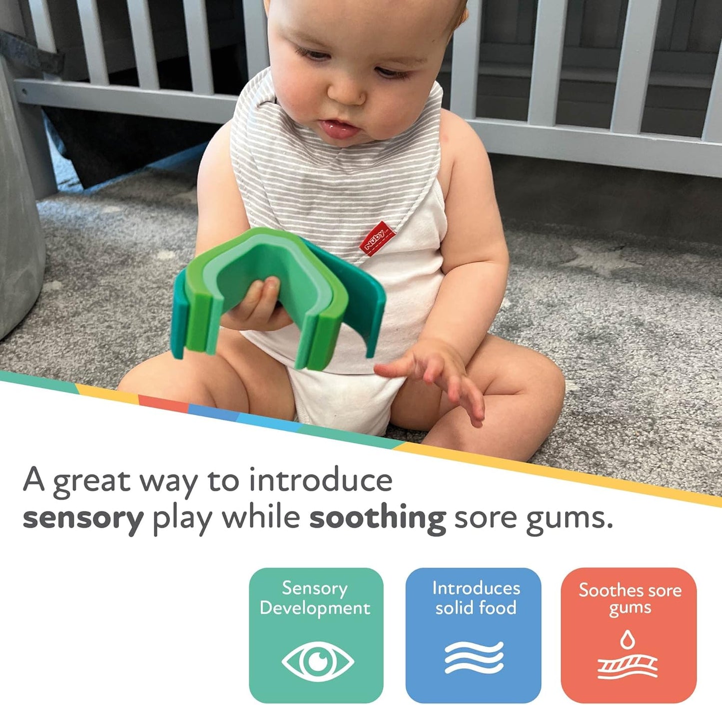 Nuby Brinquedo de dentição empilhável de abacate, multicolorido, tamanho único