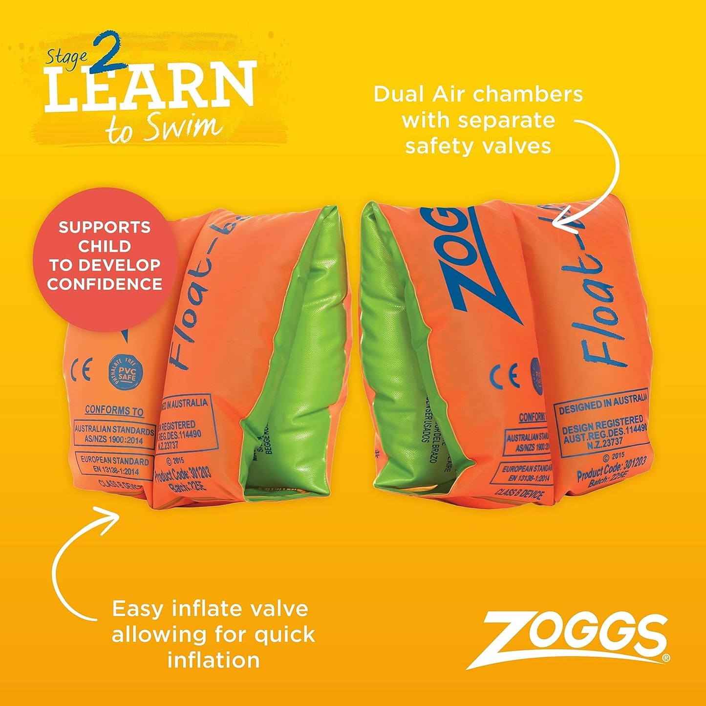 Zoggs Faixas de braço flutuantes para crianças Swimming Aid